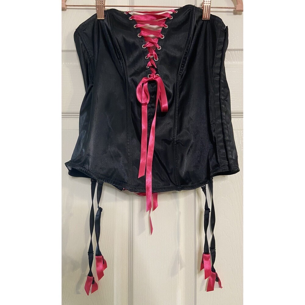 Women's Vintage Frederick's of Hollywood Black Corset Lingerie Top Size 36
